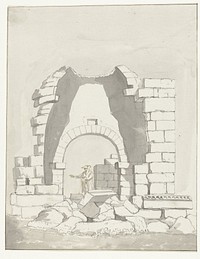 Antieke tempel binnen de vestingmuren van de oude stad Manduria (1778) by Louis Ducros