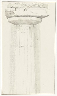 Dorische zuil van de tempel aangetroffen onder de kerk van de heilige Drieëenheid in Tarente (1778) by Louis Ducros