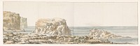 Gezicht op rots losgeraakt van kust in inham van Gozo (1778) by Louis Ducros