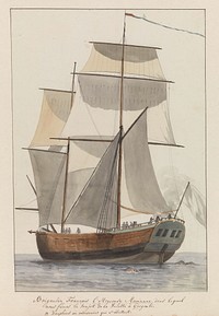 Frans brigantijn schip l'Heureuse Marianne waarop het reisgezelschap van Valette naar Agrigento vaarde (1778) by Louis Ducros