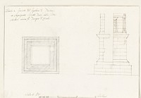 Plattegrond en opstand van grafmonument van Theron vlakbij Hercules tempel in oude Agrigento (1778) by Louis Mayer