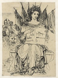 Ontwerp voor een allegorische figuur van de Republiek (1880 - 1883) by Rodolphe Bresdin