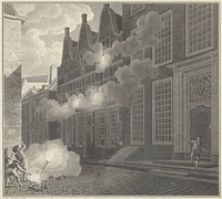 Beschieting van het huis van Lucas van Steveninck, 1787 (1787) by Jan Arends