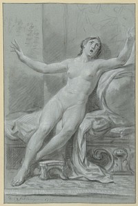 Seated Female Nude, with Raised Arms (1776) by Jean Grandjean