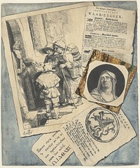 Trompe-l'oeil met prenten en pamfletten (c. 1746) by L Groskopf