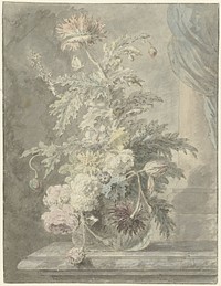 Vaas met bloemen (1763 - 1825) by Jan van Huysum and Willem van Leen