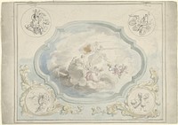 Ontwerp voor een plafondschildering met Charitas en Pax (1715 - 1798) by Dionys van Nijmegen