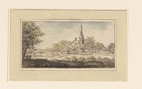 Landschap met dorp (1700 - 1800) by anonymous