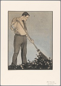 Arbeider veegt de zwarte kliek weg (1904 - 1905) by Albert Hahn I