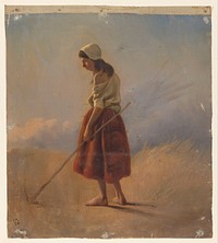 Staande boerenmeisje met stok (1841 - 1857) by Johan Daniël Koelman