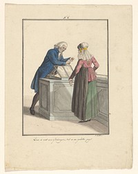 Winkelier van de Evangelische Broedergemeente met een klant (in or after 1803 - c. 1899) by J Enklaar and Ludwig Gottlieb Portman