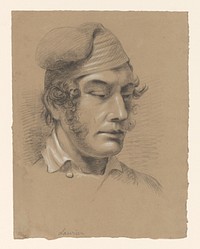 Hoofd van een man, naar rechts (1809 - 1869) by Alexander Cranendoncq
