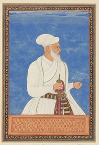 Portret van Muhammad Amin, die vestingcommandant (qal'adar) van Golconda is geweest, zowel in de tijd van Sultan Abdullah als in de tijd van Sultan Abul Hasan (c. 1686) by anonymous