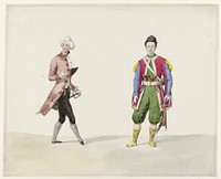Twee mannen in historisch kostuum, 1841 (1841) by Huib van Hove Bz