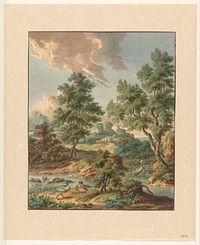 Landschap met watervogels in een poel (1754 - 1791) by Jan Hendrik Troost van Groenendoelen