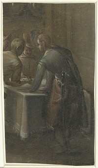 Drie mannen aan een tafel (c. 1593 - c. 1662) by anonymous