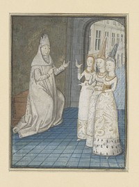 Boccacio ontvangt drie vrouwen (c. 1470) by anonymous and Giovanni Boccaccio