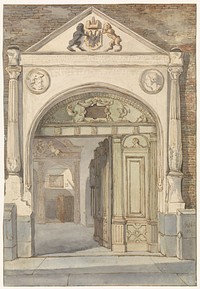 Gezicht in de hal van het stadhuis te Nijmegen (1834) by Johannes Franciscus Christ