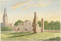 De ruïne van de Abdij van Rijnsburg (1812) by Gerardus Johannes Verburgh
