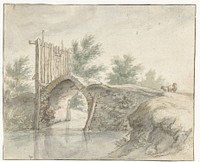 Stenen brug met een houten hek (1571 - 1651) by Abraham Bloemaert