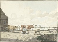 Melkende boer (1700 - 1800) by W Barthautz