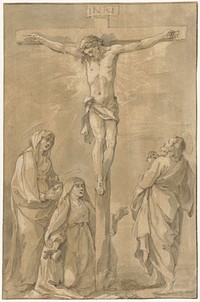 Christus aan het kruis, met Maria, Catharina van Siena en Johannes (1590 - 1610) by Francesco Vanni