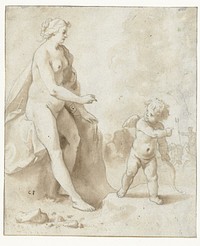 Venus en Amor (1600 - 1636) by Cornelis van Poelenburch