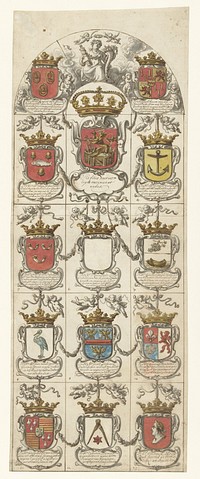 Ontwerp voor glasraam 4 geschonken door de College ter Admiraliteit tot Amsterdam (1666 - 1669) by Pieter Jansz and Jan de Bray