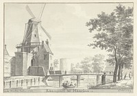 Raampoort te Haarlem, met molen (1744) by Hendrik de Winter