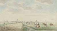 Gezicht op Kampen van de landzijde (1770 - 1810) by Pieter Remmers
