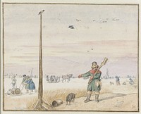Winter Landscape with a Duck Hunter with Game in his Belt and his Gun over his Shoulder on the Bank of a Frozen River (c. 1625 - c. 1630) by Hendrick Avercamp