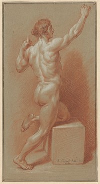 Naakte man steunend op de linkerknie (1731) by Bernard Picart