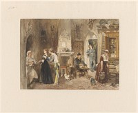 Bedienden van een kasteel in een voorvertrek verenigd (1870) by Charles Rochussen