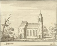 De kerk te Ankeveen (1723) by F Berhuyzen