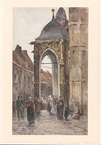 Kerkgangers buiten een kerk (1890) by Jan de Jong 1864 1901