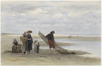 Garnalenvisser op het strand (1847 - 1892) by Philip Sadée