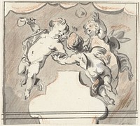 Drie zwevende putti (1705 - 1754) by Jacob de Wit