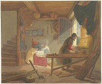 De Heilige Familie in Jozefs werkplaats (1747 - 1812) by Tethart Philip Christian Haag and Aert de Gelder