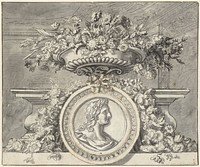 Vaas met bloemen met een medaillon (c. 1692 - c. 1749) by Jan van Huysum