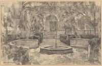 Weg naar het paviljoen van Karel V in het Koninklijk Paleis te Sevilla (1871 - 1903) by Gerard Muller