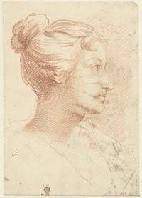 Hoofd van een vrouw, in profiel naar rechts (1683 - 1733) by Bernard Picart