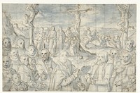 Kruisiging met een stichter en zijn familie (1585 - 1590) by Aert Pietersz and Pieter Pietersz  I