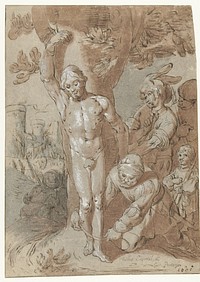 Achior wordt aan een boom gebonden (1601) by Gerrit Pietersz Sweelink