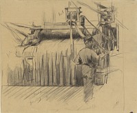 Arbeider in katoenfabriek, in de roodververij (1868 - 1892) by Anthon Gerhard Alexander van Rappard