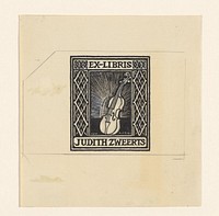 Ontwerp voor een ex libris van Judith Zweerts (1917) by Julie de Graag
