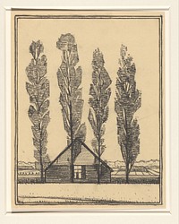 Vier populieren voor een huis (1887 - 1924) by Julie de Graag