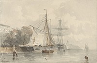 Zeilschepen aan wal (1834 - 1872) by Frans Arnold Breuhaus de Groot
