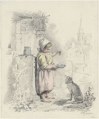 Meisje met een hond (1861) by Diederik Franciscus Jamin