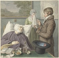 Arts bezoekt een zieke oude vrouw in bed (1771 - 1816) by Wybrand Hendriks, Warner Horstink and Hendrik Schwegman