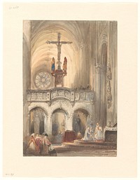 Kerkinterieur met mis (1827 - 1891) by Johannes Bosboom